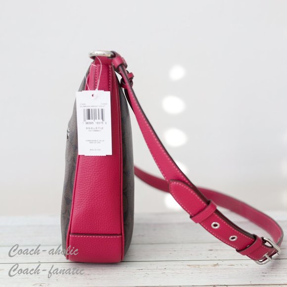 NWT Coach C1649 Ellie File Bag In Signature Canvas Brown/Bright Violet - Picture 5 of 12